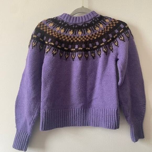 A.L.C. Oakley Knit Sweater in Amethyst Purple Sz XS Fair Isle Wool Blend Thick - Picture 8 of 9